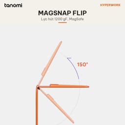 Ví nam châm điện thoại HyperWork MagSnap Flip Lực hút 1200 gF 4 thẻ Làm đế dựng Chuẩn MagSafe Gập mở 150 độ 2