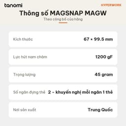 Ví nam châm điện thoại HyperWork MagSnap MAGW Lực hút 1200 gF Da PU 45 gram Chuẩn MagSafe 2 ngăn thẻ 9