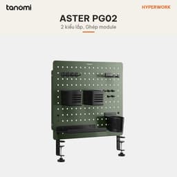 Bảng treo đồ Pegboard HyperWork PG02 520x420 mm Tải 10 kg Thép Kẹp bàn Kèm 14 phụ kiện Ghép module 3