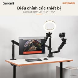 Đầu chuyển Ballhead cho ngàm VESA HyperWork VA01 VESA 75x75 100x100 mm Tải 3 kg Xoay 360 độ Đệm cao su 4