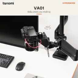 Đầu chuyển Ballhead cho ngàm VESA HyperWork VA01 VESA 75x75 100x100 mm Tải 3 kg Xoay 360 độ Đệm cao su 5