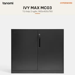 Tủ tài liệu thép 2 ngăn có khoá HyperWork Ivy Max MC03 Dài 90 cm 2 ngăn Khoá chìa Tải 30 kg mỗi ngăn 2