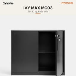Tủ tài liệu thép 2 ngăn có khoá HyperWork Ivy Max MC03 Dài 90 cm 2 ngăn Khoá chìa Tải 30 kg mỗi ngăn 3