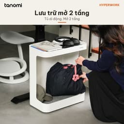 Tủ di động HyperWork Ivy Pop 2 tầng Thép 1,2 mm Bánh xe 360 độ Đáy lót nỉ kệ đầu giường tủ phụ cạnh bàn 4