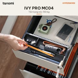 Tủ tài liệu thép di động 3 ngăn HyperWork Ivy Pro MC04 3 ngăn Nóc tải 150 kg Push to Open Đệm ngồi nam châm 6