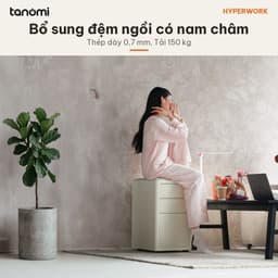 Tủ tài liệu thép di động 3 ngăn HyperWork Ivy Pro MC04 3 ngăn Nóc tải 150 kg Push to Open Đệm ngồi nam châm 7