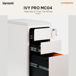 Tủ tài liệu thép di động 3 ngăn HyperWork Ivy Pro MC04 3 ngăn Nóc tải 150 kg Push to Open Đệm ngồi nam châm 2