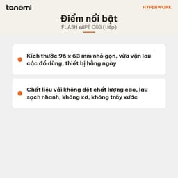 Khăn làm sạch nhanh HyperWork Flash Wipe C03 Gói 20 chiếc 96x63 mm 2 mặt lau Vải không dệt Không xơ 8