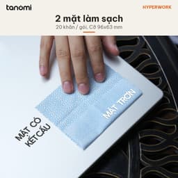 Khăn làm sạch nhanh HyperWork Flash Wipe C03 Gói 20 chiếc 96x63 mm 2 mặt lau Vải không dệt Không xơ 3
