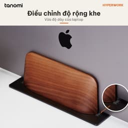 Giá đỡ laptop HyperWork Premium Collection LH01 Dựng đứng Gỗ óc chó Nhôm Laptop dày 20-40 mm Chỉnh độ rộng khe 7