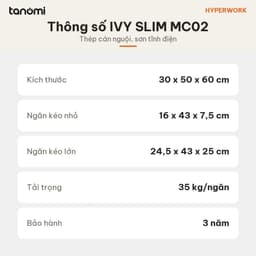 Tủ tài liệu thép di động HyperWork Ivy Slim MC02 Thép 0,7 mm Bánh xe 10 màu tủ hồ sơ di động tủ để dưới bàn 9