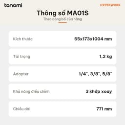 Giá đỡ microphone HyperWork MA01S 3 khớp xoay Kẹp bàn Tải trọng 1,2 kg Chiều dài 771 mm Lò xo trợ lực Sơn tĩnh điện 7