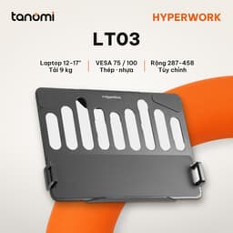 Giá đỡ laptop HyperWork LT03 12-17 inch VESA 75x75 mm VESA 100x100 mm Tải trọng 9 kg Thanh kẹp sát đáy Khe tản nhiệt 1