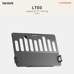 Giá đỡ laptop HyperWork LT03 12-17 inch VESA 75x75 mm VESA 100x100 mm Tải trọng 9 kg Thanh kẹp sát đáy Khe tản nhiệt 2