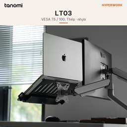 Giá đỡ laptop HyperWork LT03 12-17 inch VESA 75x75 mm VESA 100x100 mm Tải trọng 9 kg Thanh kẹp sát đáy Khe tản nhiệt 3