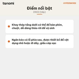 Kệ màn hình HyperWork DS02 2 tầng Dài 106 cm Tải 30 kg Gỗ cao su 2 ngăn kéo Khay thép tháo rời Nâu 9