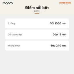 Kệ màn hình HyperWork DS02 2 tầng Dài 106 cm Tải 30 kg Gỗ cao su 2 ngăn kéo Khay thép tháo rời Nâu 8