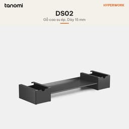 Kệ màn hình HyperWork DS02 2 tầng Dài 106 cm Tải 30 kg Gỗ cao su 2 ngăn kéo Khay thép tháo rời Nâu 3