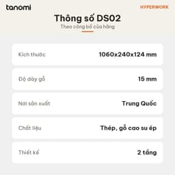 Kệ màn hình HyperWork DS02 2 tầng Dài 106 cm Tải 30 kg Gỗ cao su 2 ngăn kéo Khay thép tháo rời Nâu 6