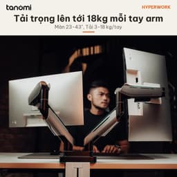 Giá đỡ màn hình HyperWork T9 PRO II DUAL 2 màn 23-43 inch 18 kg/tay Lò xo khí Quick Release VESA Khoang giấu dây Trắng 4