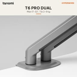 Giá đỡ màn hình HyperWork T6 PRO DUAL 2 màn 17-32 inch 2-9 kg Piston Hyper Lift Chỉnh kháng lực Ngàm VESA cố định 9