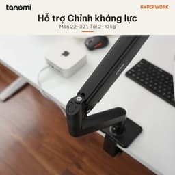 Giá đỡ màn hình HyperWork Core SA01 1 màn 22-32 inch 2-10 kg Trợ lực piston Quick Release VESA HyperLift Đen 4