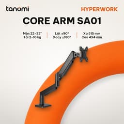 Giá đỡ màn hình HyperWork Core SA01 1 màn 22-32 inch 2-10 kg Trợ lực piston Quick Release VESA HyperLift Đen 1