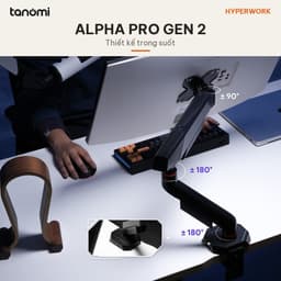 Giá đỡ màn hình HyperWork Alpha Pro GEN 2 1 màn 17-40 inch 2-12 kg Lò xo HyperLift Plus Khóa xoay 180 độ Thân trong suốt 5