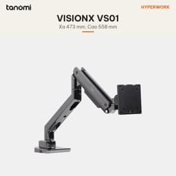 Giá đỡ màn hình HyperWork VisionX Stealth VS01 1 màn 22-43 inch 3-18 kg Piston HyperLift Pro Mạ chrome đen Đen xám 4