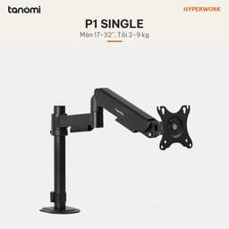 Giá đỡ màn hình HyperWork P1 SINGLE 1 màn 17-32 inch 2-9 kg Trợ lực Piston HyperLift Vươn cao 519 mm 2