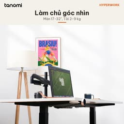 Giá đỡ màn hình HyperWork P1 SINGLE 1 màn 17-32 inch 2-9 kg Trợ lực Piston HyperLift Vươn cao 519 mm 4