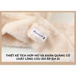 Mũ Mùa Đông Tai Cún Cho Bé Trùm Đầu Kèm Khăn Quàng Cổ Họa Tiết Mắt 3D Dễ Thương Chất Lông Mềm Mịn Ấm Áp A3Ti6 7