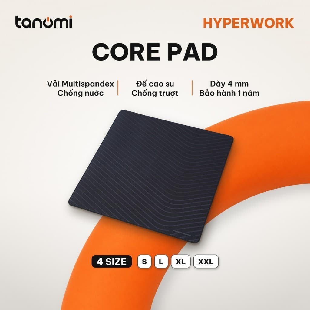 Lót chuột HyperWork Core Pad Cỡ Lớn Dày 4 mm Chống nước Đế cao su chống trượt