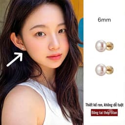 B30 Bông tai khuyên tai giả ngọc trai hồng set 2 đôi sang trọng dễ phối đồ cho nữ 6