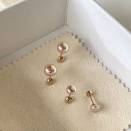 B30 Bông tai khuyên tai giả ngọc trai hồng set 2 đôi sang trọng dễ phối đồ cho nữ 1