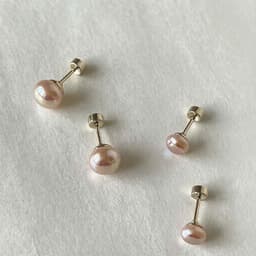B30 Bông tai khuyên tai giả ngọc trai hồng set 2 đôi sang trọng dễ phối đồ cho nữ 8