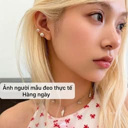 B30 Bông tai khuyên tai giả ngọc trai hồng set 2 đôi sang trọng dễ phối đồ cho nữ 4