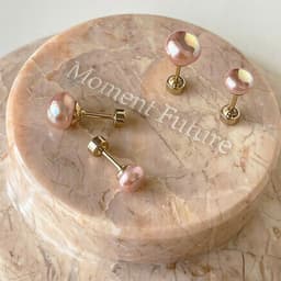 B30 Bông tai khuyên tai giả ngọc trai hồng set 2 đôi sang trọng dễ phối đồ cho nữ 7