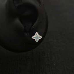 B30 Bông tai khuyên tai ngôi sao xanh đính đá zircon cho nữ 6