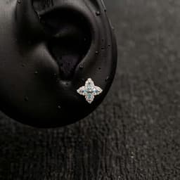B30 Bông tai khuyên tai ngôi sao xanh đính đá zircon cho nữ 5