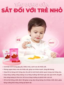 Kẹo Dẻo Sắt Cho Bé Happy Vitamin Iron Liposomal 5.68mg - Bổ Sung Sắt Không Gây Táo Bón, Hấp Thu Tốt Hơn (Túi 16g) 5