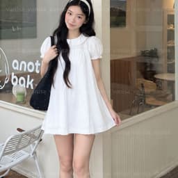Set Váy Babydoll Cổ Sen Nữ Form Rộng Tay Phồng Kèm Quần Dáng Ngắn Dễ Thương Cá Tính VANISA VKQ99 7