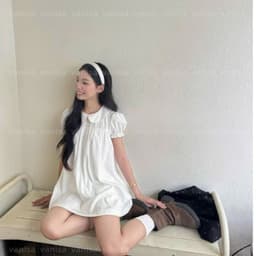 Set Váy Babydoll Cổ Sen Nữ Form Rộng Tay Phồng Kèm Quần Dáng Ngắn Dễ Thương Cá Tính VANISA VKQ99 6