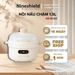 Nồi Nấu Chậm 1,5L Nineshield KB-NC02 Chính Hãng - Nấu Cháo, Hầm, Hấp, Chưng Yến Cho Bé Ruột Sứ Tráng Men, Bảo Hành 12 Th 1