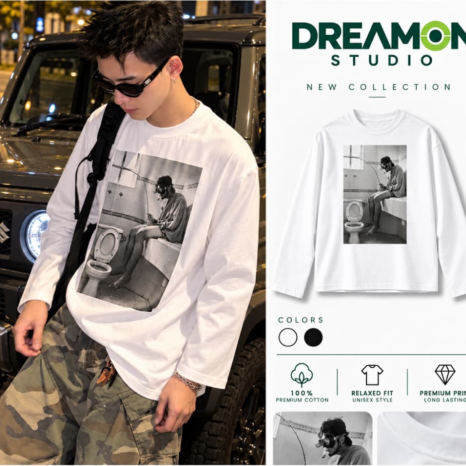 Áo thun dài tay Nam Nữ "PRIVATE MOMENT – Khoảnh khắc riêng tư" Áo Long Sleeve Oversize form rộng thoải mái