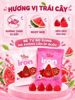 Kẹo Dẻo Sắt Cho Bé Happy Vitamin Iron Liposomal 5.68mg - Bổ Sung Sắt Không Gây Táo Bón, Hấp Thu Tốt Hơn (Túi 16g) 7