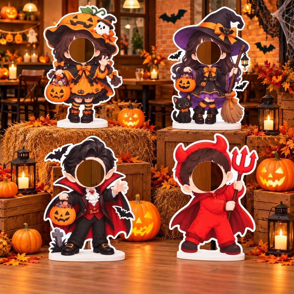 Standee Halloween Check In cho bé, Chất Liệu Fomex 5mm Trang Trí Không Gian Chụp Ảnh, Lớp Học, Quán Cafe (W003)