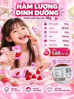 Kẹo Dẻo Sắt Cho Bé Happy Vitamin Iron Liposomal 5.68mg - Bổ Sung Sắt Không Gây Táo Bón, Hấp Thu Tốt Hơn (Túi 16g) 6