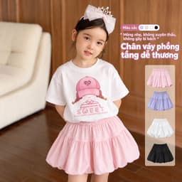Chân váy bé gái đáng yêu iLUKiD váy nhún bồng hai tầng có lót trong bảo hộ cạp chun co giãn cho bé 1-12 tuổi VB01 1