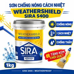 [1kg] Sơn chống nóng cách nhiệt SIRA Weathershield S400 chống thấm 1kg kèm chổi quét 1